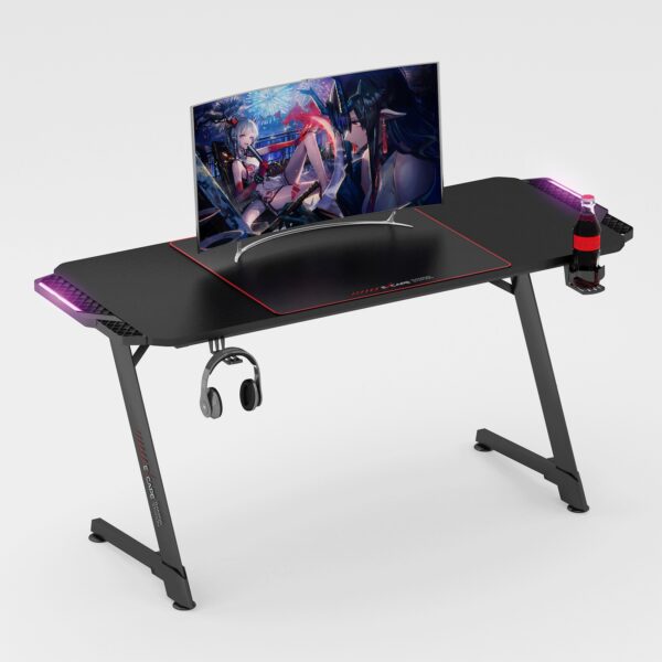 EXCAPE Gaming Tisch Z14 mit LED Beleuchtung 140cm (+ 16cm Extensions) - Beine in Z-Form