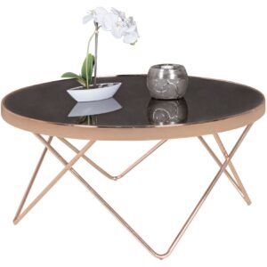 FineBuy Couchtisch Glas ø 82 cm Kupfer Wohnzimmertisch Modern