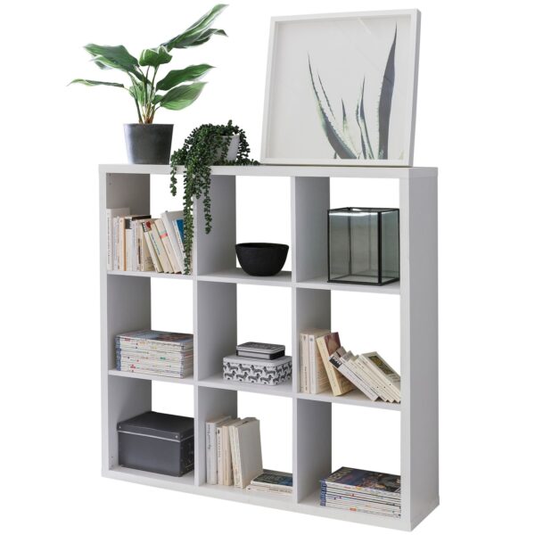 FineBuy Würfelregal FB52460 Weiß 112x112cm Bücherregal 9 Fächer Standregal Regal