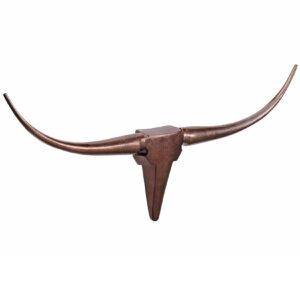 FineBuy Deko Geweih Bull M Aluminium Design Hörner 100cm Wanddekoration Bronze