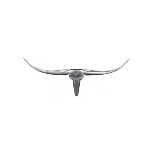 FineBuy Bull Geweih S Wanddekoration 74cm breit Alu Aluminium silber Wandgeweih