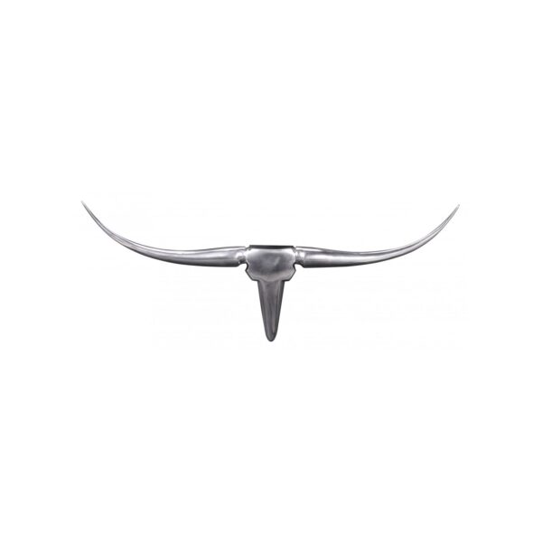 FineBuy Bull Geweih S Wanddekoration 74cm breit Alu Aluminium silber Wandgeweih