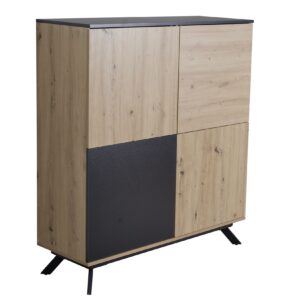 Highboard FineBuy Sideboard 110x125x40cm MDF Eiche Dekor Kommode Anrichte Modern