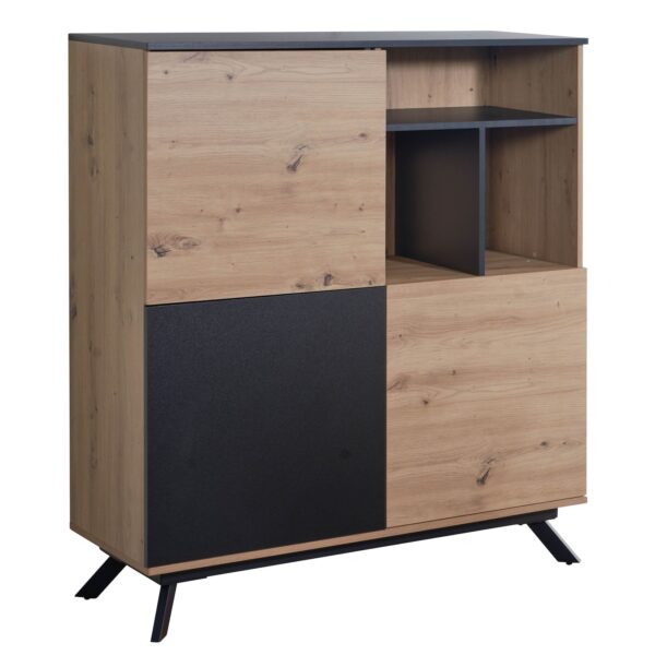 Highboard FineBuy Sideboard 110x129x40 cm MDF Eiche Dekor Kommode Anrichte