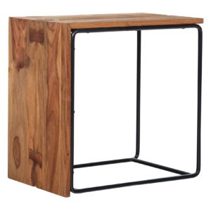 Beistelltisch FineBuy Anstelltisch Massivholz Metall 45x30x45 cm Abstelltisch