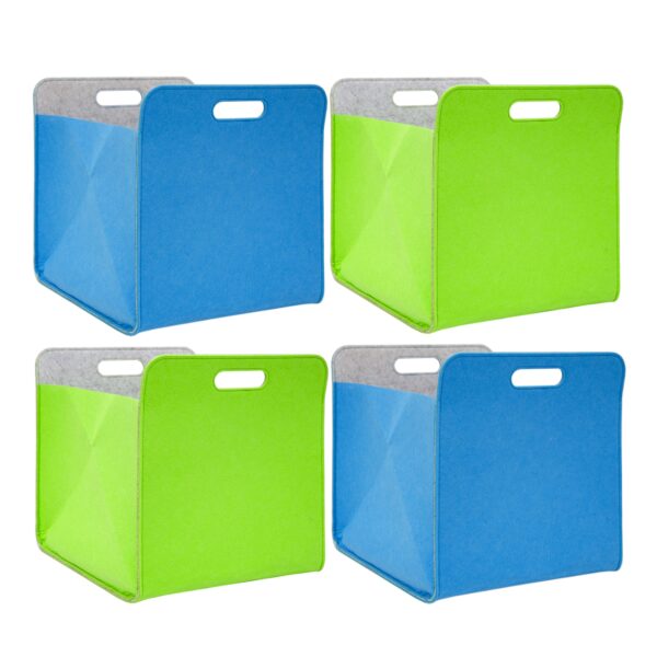 4er Set Filz Aufbewahrungsbox 33x33x38cm Kallax Filzkorb Regal Filzbox Blau Grün