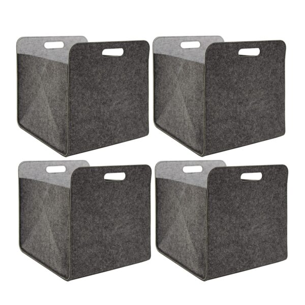 4er Set Filz Aufbewahrungsbox 33x33x38 cm Kallax Filzkorb Regal Einsatz Box Grau