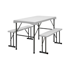 Bierzeltgarnitur für 4 Personen - 112 x 61 cm Bierbank Set - Tisch mit 2 Bänken