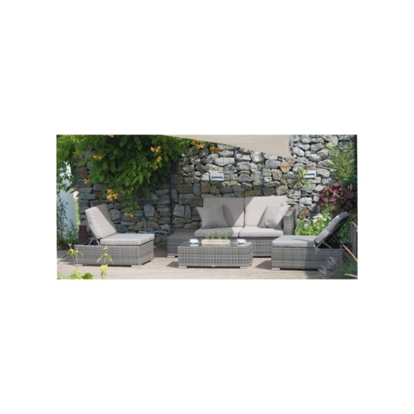 Garten Lounge Sitzgruppe Relax Sofa + Tisch + Sessel Terrasse Möbel Rattan Optik