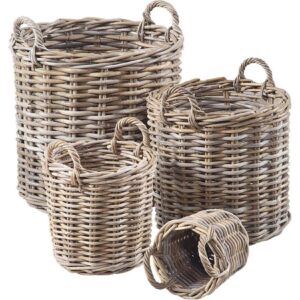 4tlg. Korb-Set CARLY aus Rattan mit Griffen Körbe Kosmetik Aufbewahrung Deko