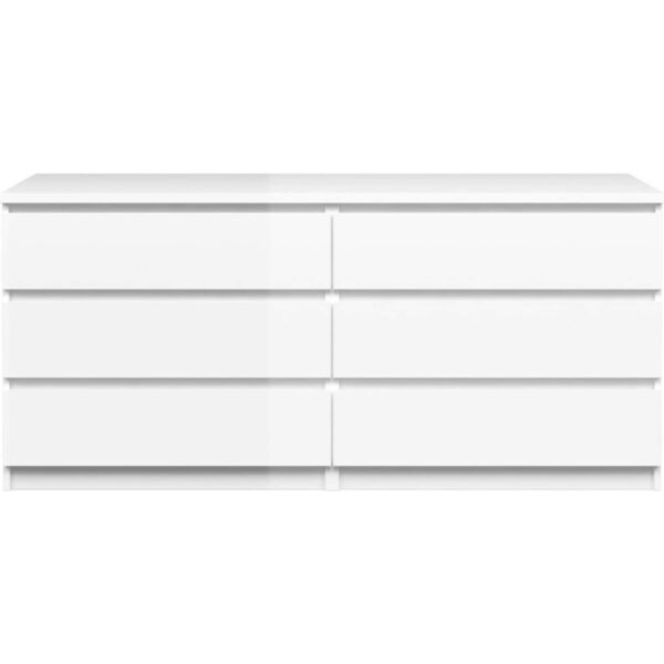 Nada Kommode 6 Schubladen weiss hochglanz Sideboard Highboard Schrank Flur Diele