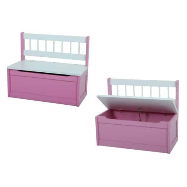 2er Set Holz Kinder Truhenbank Truhe Sitzbank Bank Spielkiste Kindermöbel pink