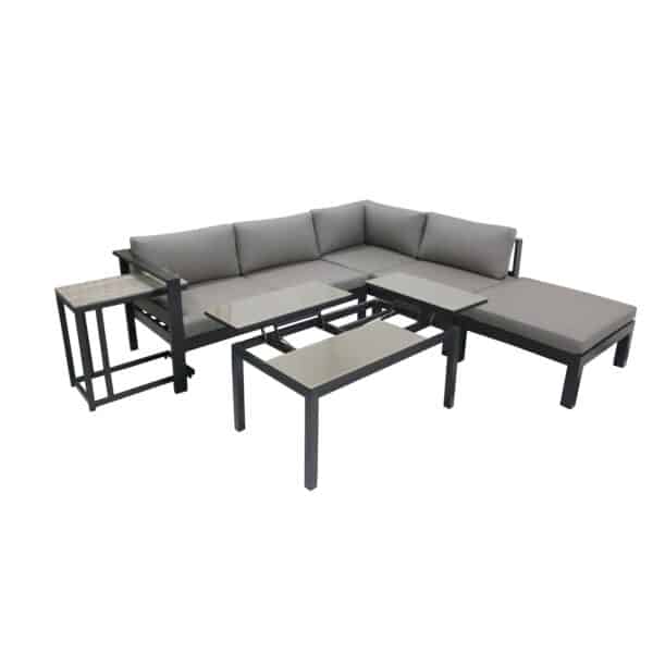 5tlg. Alu Lounge Eckgruppe Garten Sitzgruppe Terrasse Tisch Sofa Couch grau