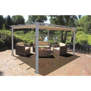 Alu Pergola 395x225cm Terrasse Überdachung Pavillon Sonnenschutz Sonnendach