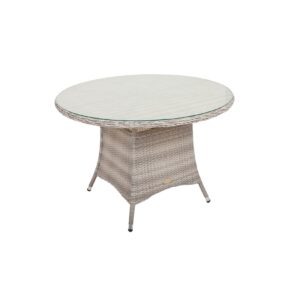 Glastisch rund 111cm Garten Terrasse Balkon Tisch Esstisch Möbel Rattan Optik