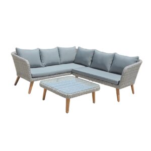 Garten Lounge Sofa Sitzgruppe Garten Couch Sessel  Rattan Optik Gartenmöbel grau