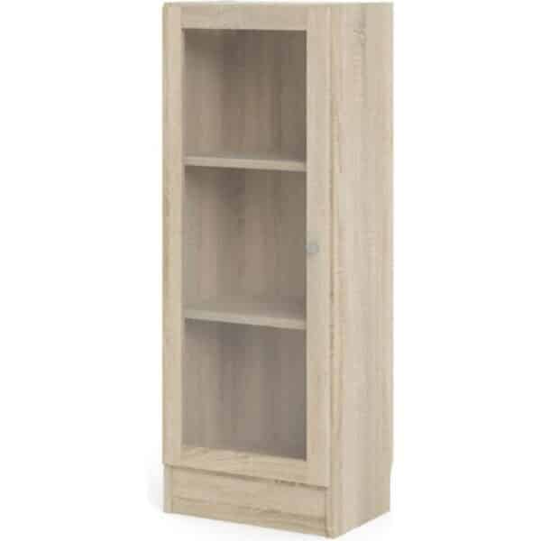 Regal Ablagen Glastür Dekor Eiche Holz Standregal Vitrine Bücherregal Wandregal