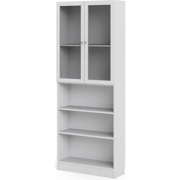 Base Glas Schrank Regal Ablagen weiss Glas Holz Standregal Vitrine Bücherregal