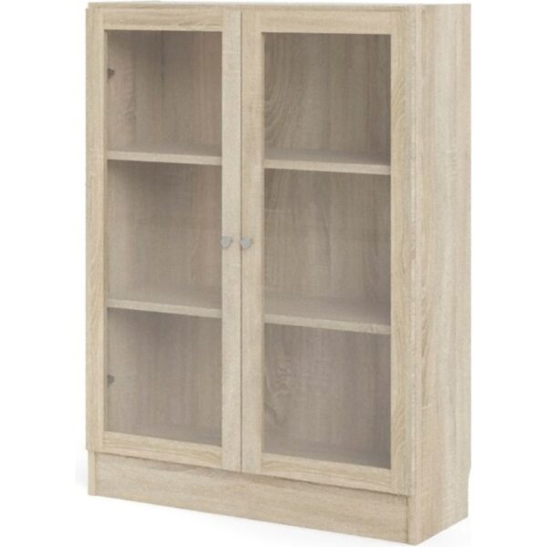 Base Glas Schrank Regal Ablagen Eiche Glas Holz Standregal Vitrine Bücherregal