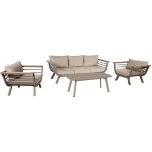 4tlg Alu Sitzgarnitur Sitzgruppe Garten Lounge Set Gartenmöbel Massiv Tisch Sofa