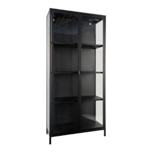 Brisbane Vitrinenschrank Höhe 175cm schwarz Wohnzimmerschrank Vitrine Möbel