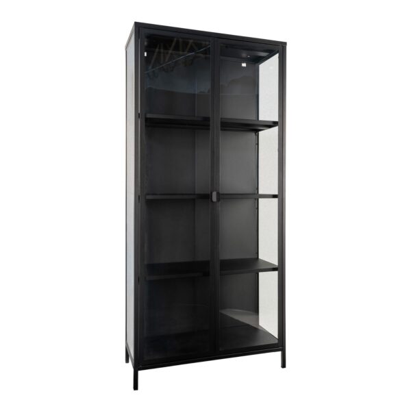 Brisbane Vitrinenschrank Höhe 175cm schwarz Wohnzimmerschrank Vitrine Möbel