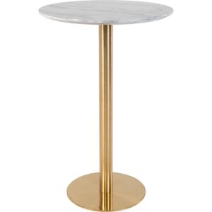 Bolzano Bartisch Ø70cm Marmoroptik Messingbeine weiß Bar Tisch Hochtisch rund