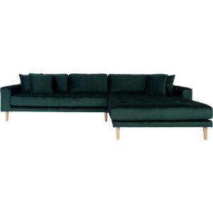 Lido Chaiselongue Sofa rechts Velour + 4  Kissen grün Couch Garnitur Wohnzimmer