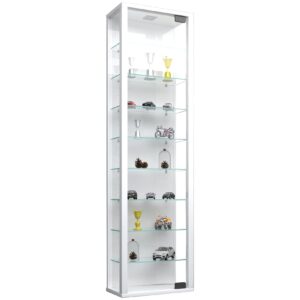 Vitrinenschrank Glas Wandschrank LED Vitrine Sammlervitrine Hängeschrank weiß