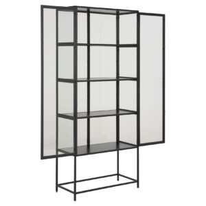 Vitrinenschrank Glas Vitrine Standvitrine Glasvitrine Wohnzimmer Schrank schwarz