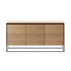 Rivoli Kommode 3 Türen Natur Eiche Dekor schwarz Sideboard Board Schrank Ablage