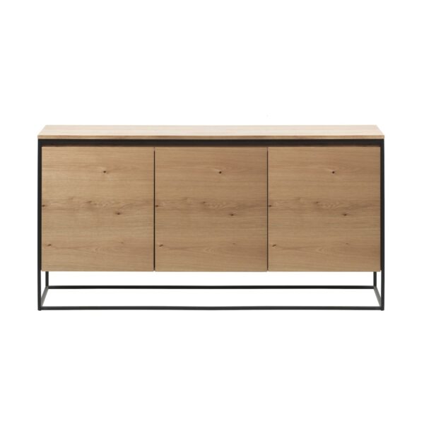 Rivoli Kommode 3 Türen Natur Eiche Dekor schwarz Sideboard Board Schrank Ablage