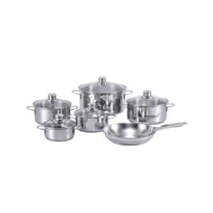 SSW Peperoni Kochtopf-Set Edelstahl Seidenmatt Glasdeckel Thermo-Sandwichboden 11-teilig