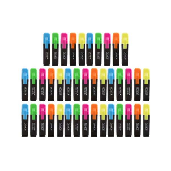 40x GENIE Textmarker 5 Farben Neon Marker Set Highlighter Stifte Leuchtmarker