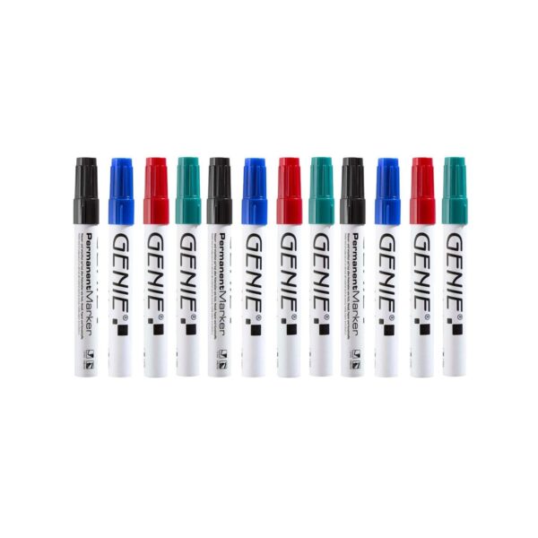 12 Stück GENIE Permanent Marker Set Permanentmarker wasserfest M Rund  4 Farben