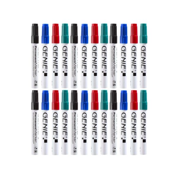 24 Stück GENIE Permanent Marker Set Permanentmarker wasserfest M Rund  4 Farben