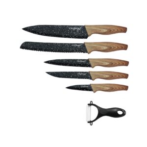 6 teiliges Messerset 5 Messer 1 Sparschäler Kochmesser Holzoptik