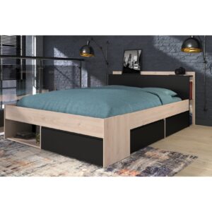 Parisot Doppelbett "Most" Eiche Jackson / schwarz