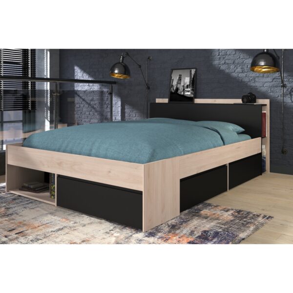 Parisot Doppelbett "Most" Eiche Jackson / schwarz