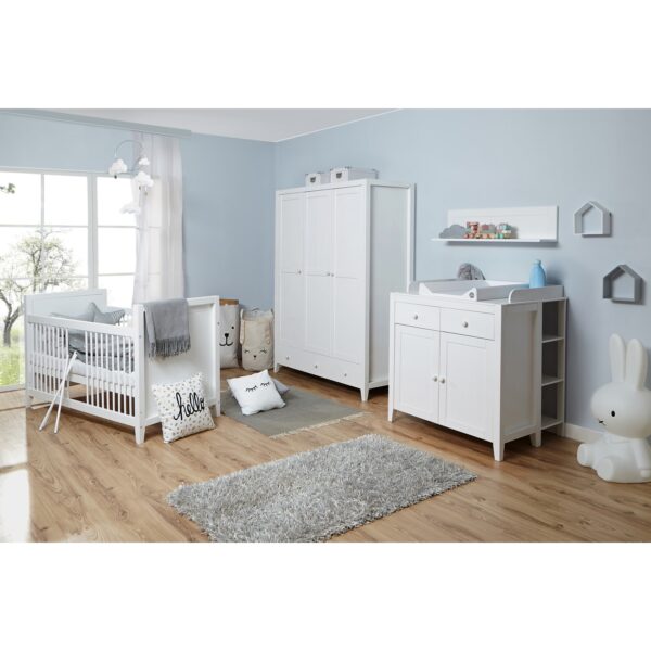 TiCAA Babyzimmer 4-teilig Massivholz Weiß gewachst