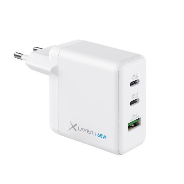 Xlayer CHARGER Powercharger 65W USB-C Schnellladegerät GaN Technologie 3-Port