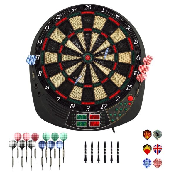 Best Sporting Dart Set Coventry Xtra mit 12 Dartpfeilen & Ersatzspitzen I Dartscheibe elektronisch im wertigen Set I elektronische Dartscheibe mit LED-Anzeigen I Dartautomat für 16 Spieler