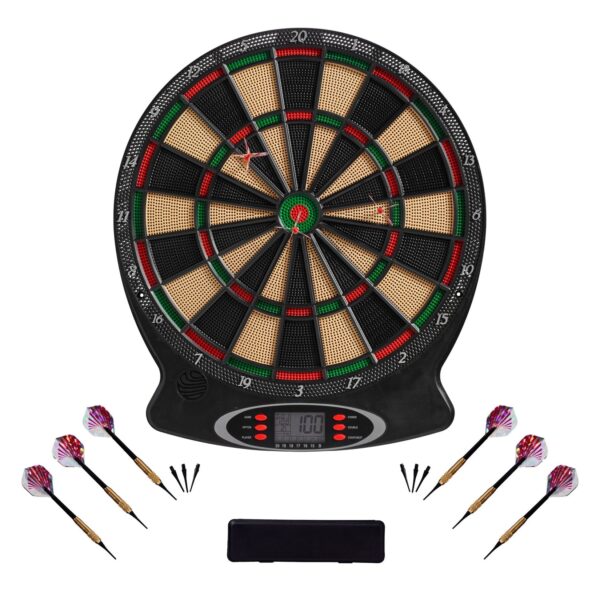 Best Sporting Dart Set London Xtra mit 12 Dartpfeilen/Ersatzspitzen & Etui I Dartscheibe elektronisch im hochwertigen Set I elektronische Dartscheibe mit Zubehör I Dartautomat 8 Spieler