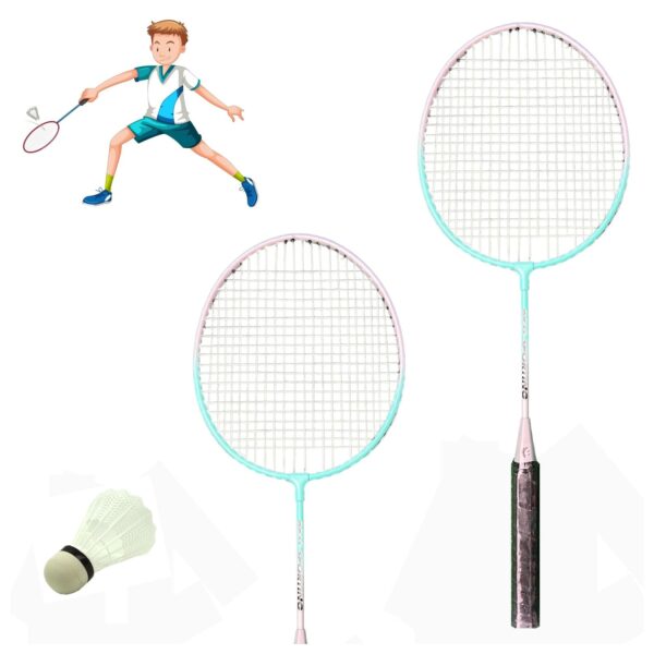 Best Sporting Federball Set Kinder I Starter Badminton Set Kinder mit 2 Juniorschlägern und 1 Federball in türkis/silber I Kinder Federball Set mit verkürztem Schlägerschaft für viel Spielspaß