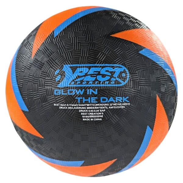 Best Sporting Barfuß Fußball Glow in The Dark I Leichter Ball Größe 5 I Orange-Blauer Sportball I Leuchtender Kickball I Kinder Spielball aus PVC