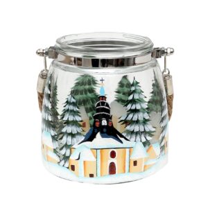 SIGRO Glas Windlicht mit Weihnachtsmotiv Seiffen