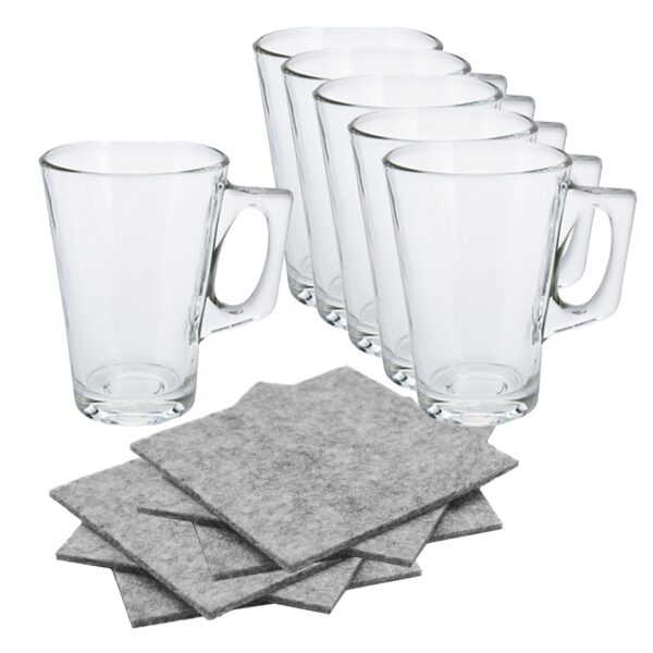 neuetischkultur Kaffee/Tee-Glas 6er Set mit 6x Untersetzer klassisch