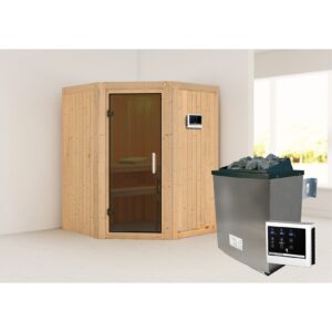 Karibu Sauna "Angel" SET naturbelassen mit 9kW Ofen