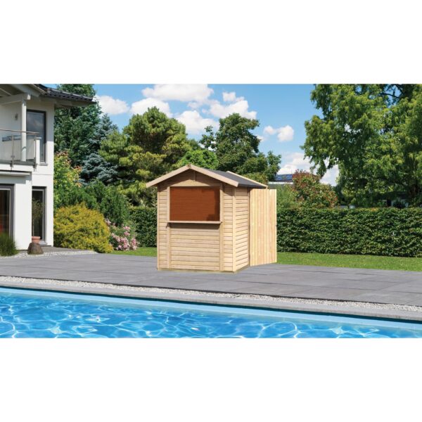 Karibu Pool Haus 19 mm „Tiki Bar“ Größe 1 naturbelassen