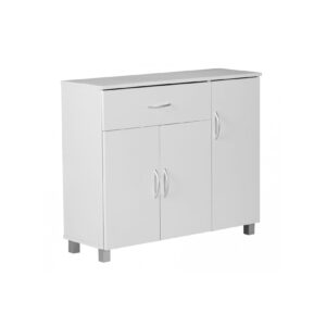 WOHNLING Sideboard Weiss 90 x 75 cm mit 3 Türen & 1 Schublade